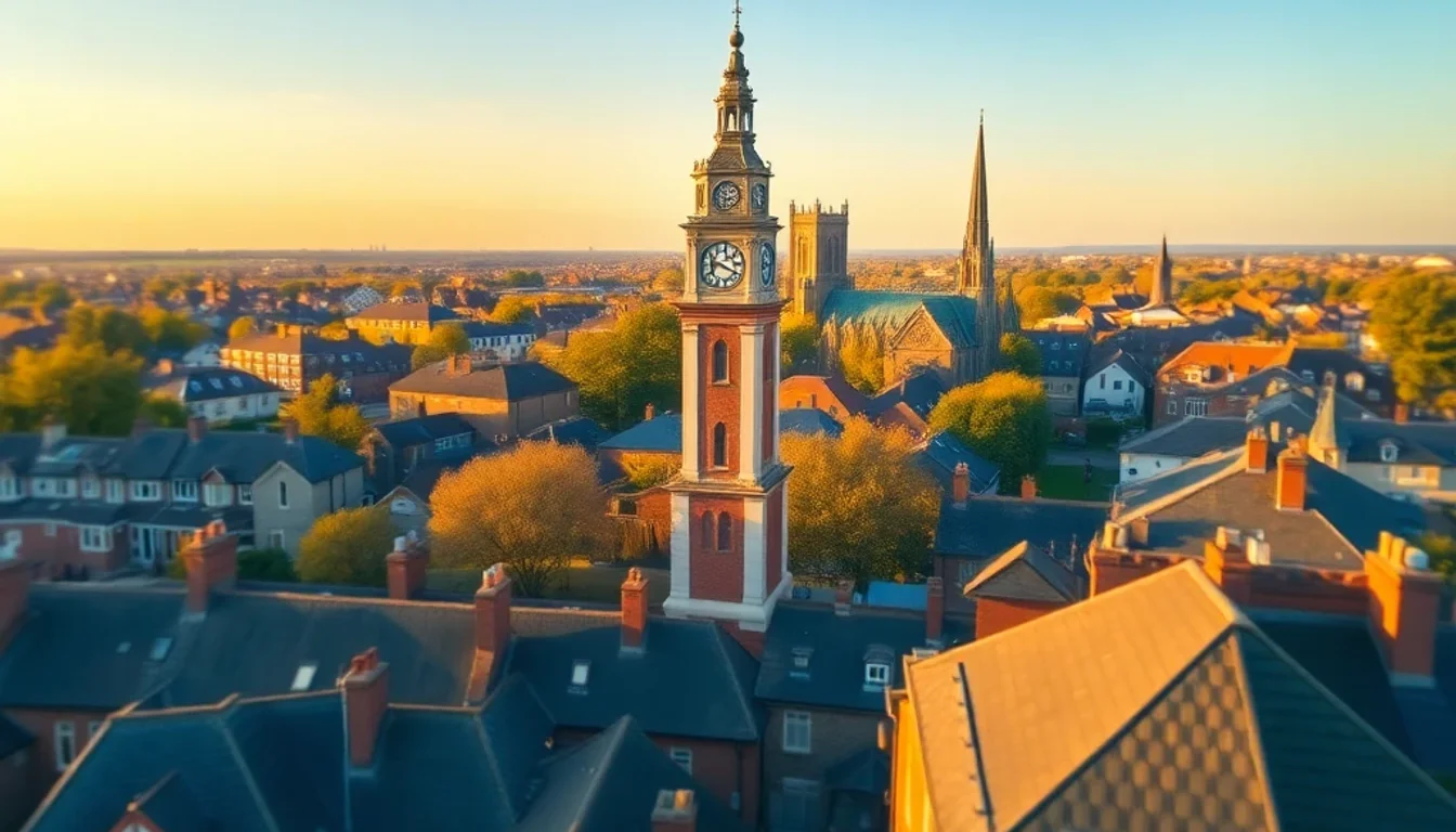 Aerial view of Leicester city centre, East Midlands